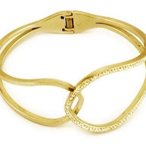 DESIGNER INSPIRED, DOUBLE LOOP WITH ONE SIDE CRYST